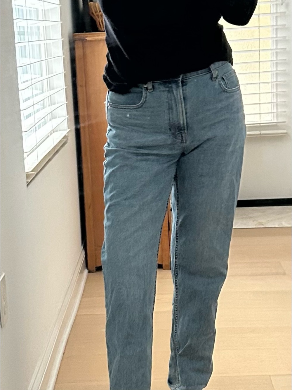 Everlane High-Rise Straight-Leg Jeans in Light Blue Wash